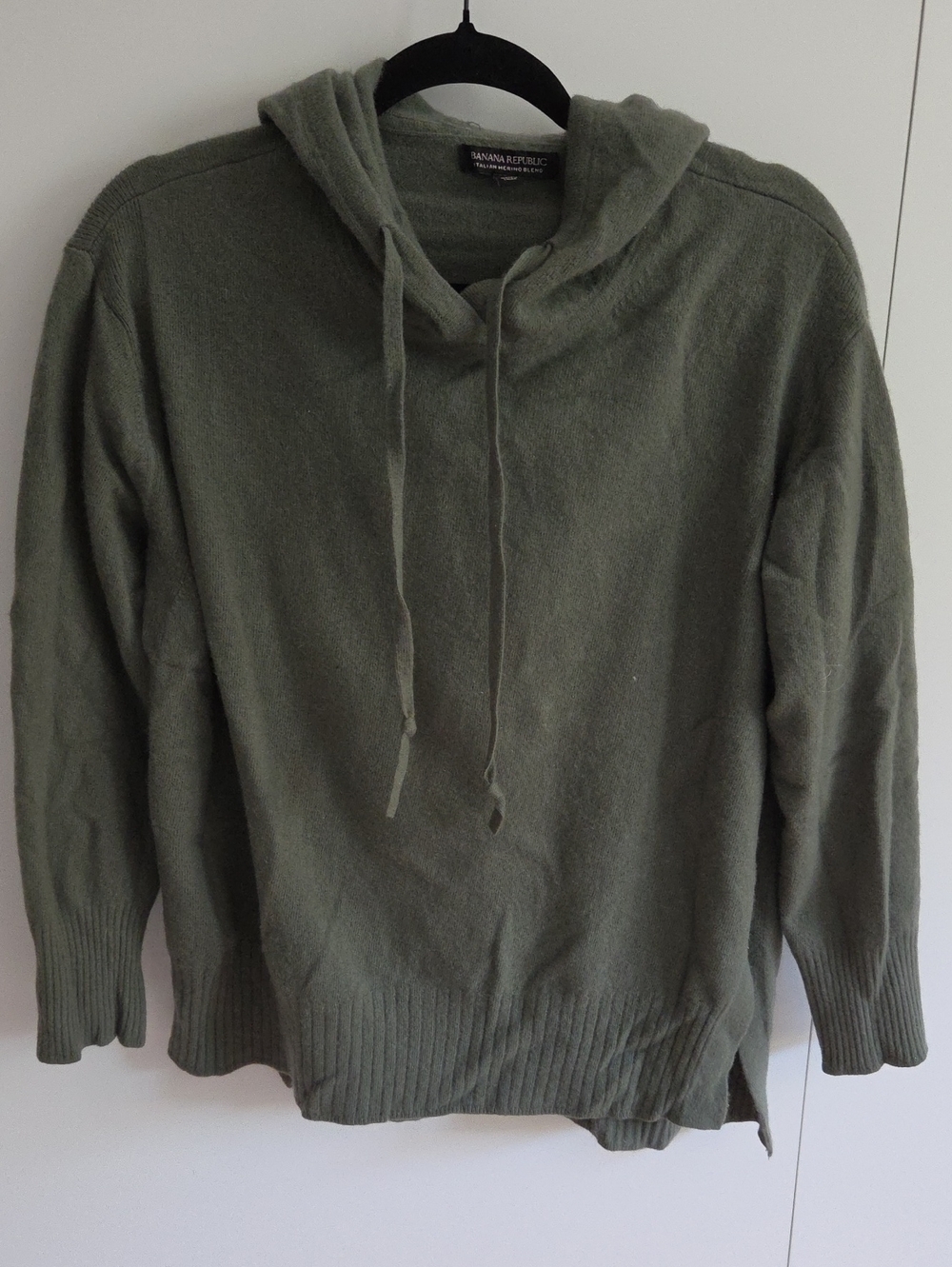 Banana Republic Women's Olive Green Merino Wool-Blend Hooded Sweater